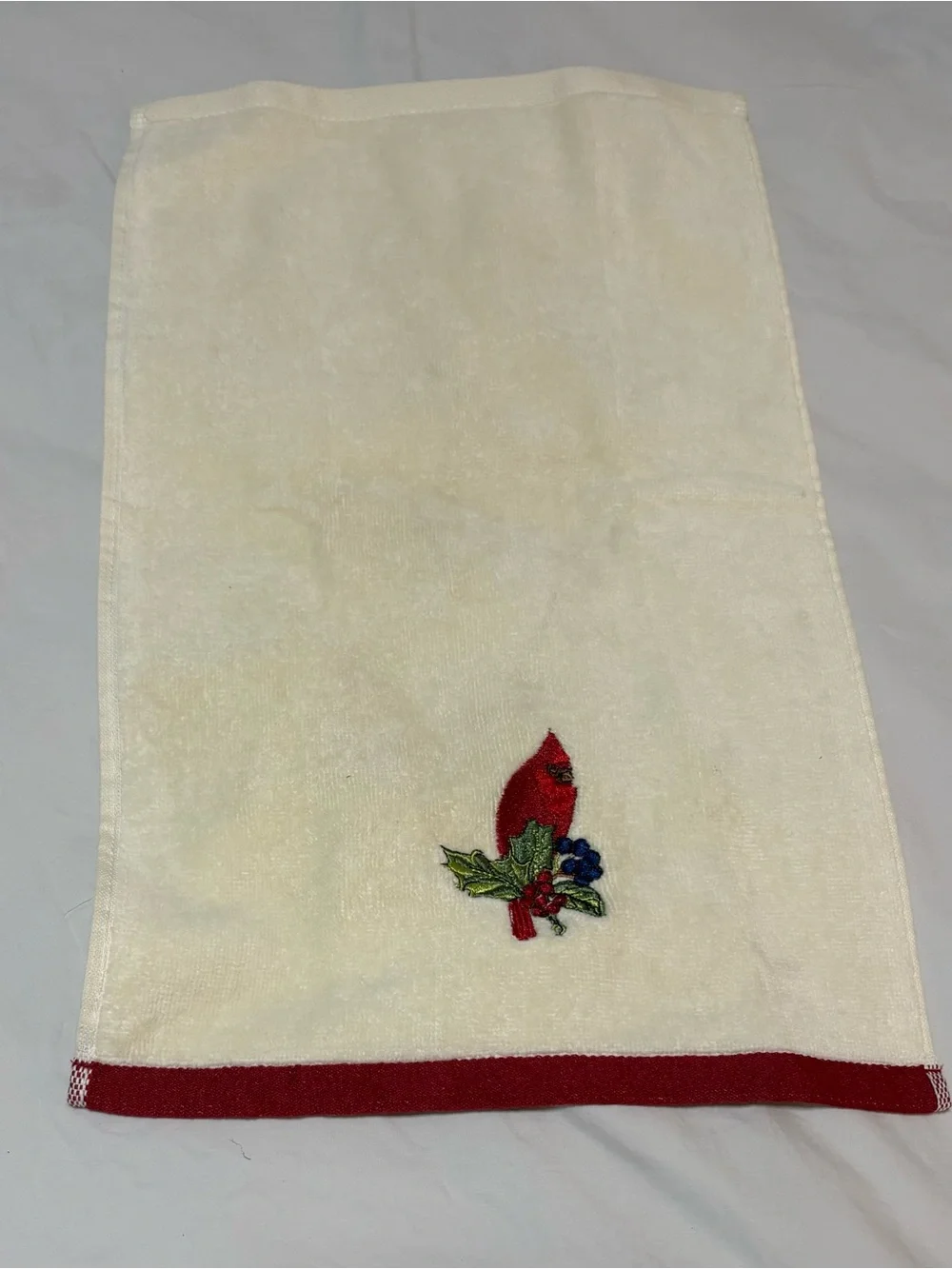 Portmeirion 100% Cotton Cream & Striking Red Cardinal Set of 3 Towels